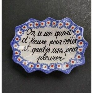 QUIMPER FRANCE Porcelain Soap or Trinket Dish - Political Humor